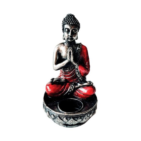 Ülő Buddha mécsestartó (piros)